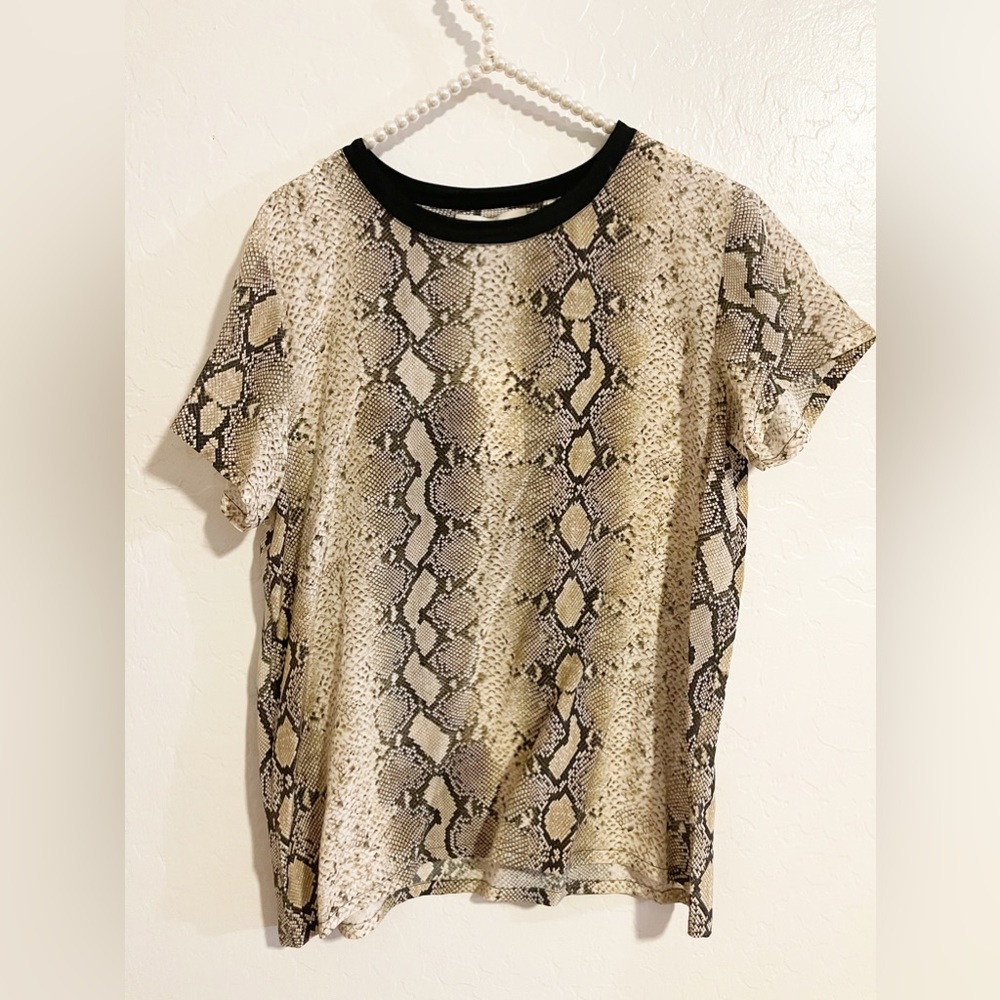 The Cause Collection 100% Silk Snakeskin Print Blouse NWT